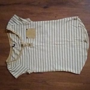 SALE $ Splash Tan Striped Short Sleeve Tee M